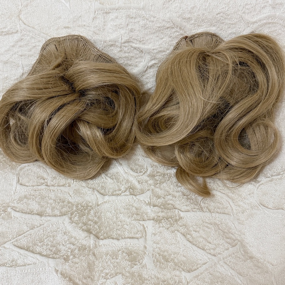Real Wig Hair extensions Human Hair 2 piece Blond - Picture 2 of 7